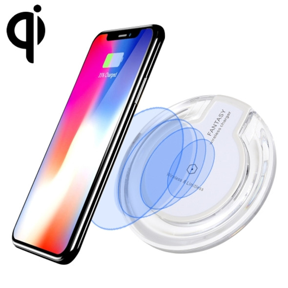 FANTASY 5V 1A Output Qi Standard Ultra-thin Wireless Charger with Charging Indicator, Support QI Standard Phones, For iPhone XR, iPhone XS Max, iPhone X & XS, iPhone 8 & 8 Plus, Galaxy, Huawei, Xiaomi and Other QI Standard Smartphones(White)