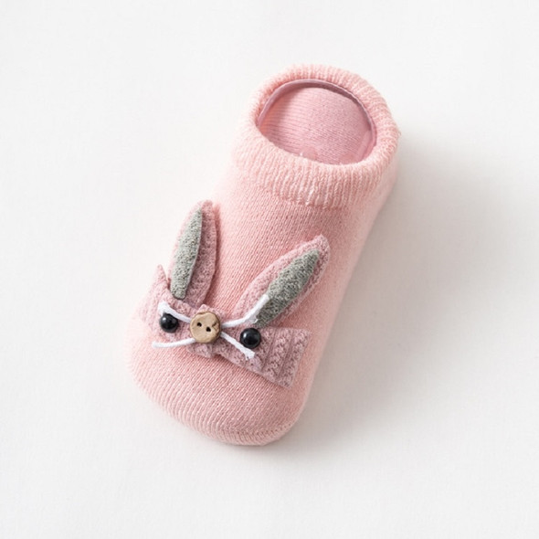 Autumn and Winter Terry Thick Three-dimensional Rabbit Anti-skid Cotton Socks Baby Floor Socks, Size:L(Pink)