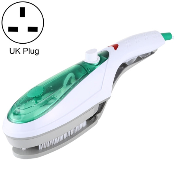 Handheld Garment Steamer Brush Portable Clothes Steam Iron, UK Plug 220V(Green)