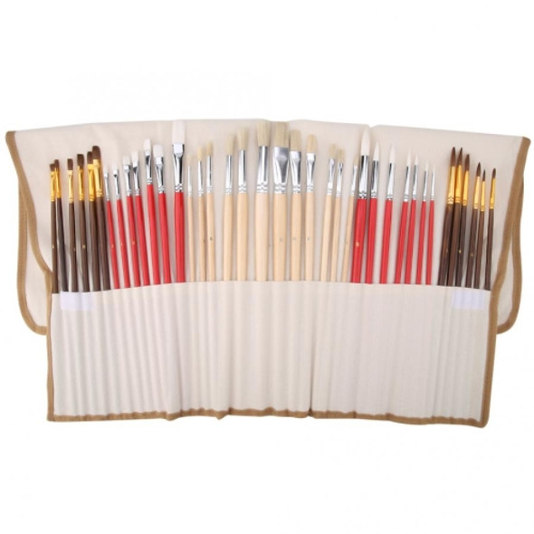 38 PCS / Set Canvas Combination Varnish Rod Watercolor Bristle Oil Brush Set
