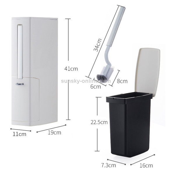 Bathroom Trash Can Toilet Brush Set Toilet Garbage Container(White)