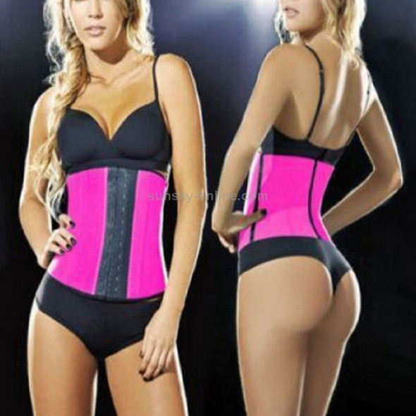 Lady Elastic Latex Steel Bone Buckle Toning Body Lifting Hips Slimming Waist Belt, Size: XXL(Rose Red)