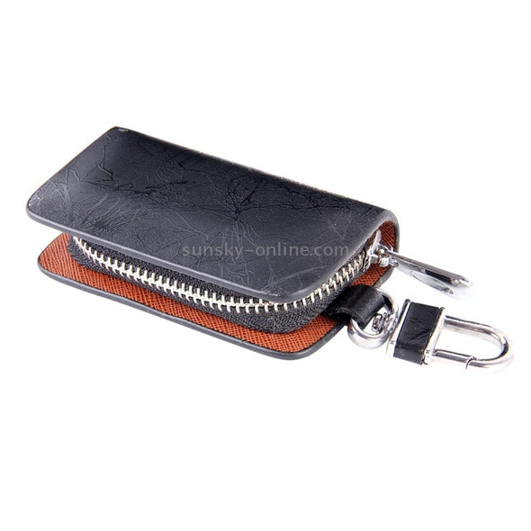 Universal Leather Roots Texture Waist Hanging Zipper Wallets Key Holder Bag (No Include Key)(Black)