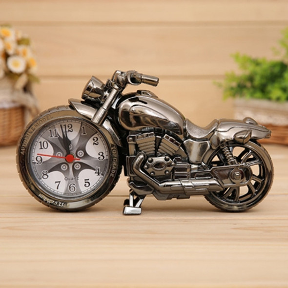 Cartoon Motorcycle Alarm Clock Bedroom Plastic Pointer Alarm Clock, Size: 23*13*6cm(Black)