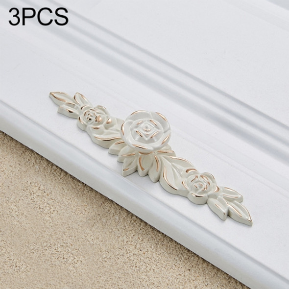 3 PCS 6603 Big Ivory White Drawer Cabinet Door Rose Shape Handle