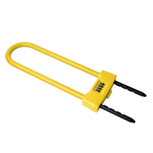 Glass Door Double open U-lock Anti Hydraulic Shear Lengthened Mechanical Code Lock(Yellow)