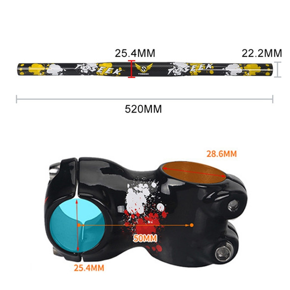 TOSEEK Carbon Fiber Children Balance Bike Handlebar, Size: 520mm (Yellow)