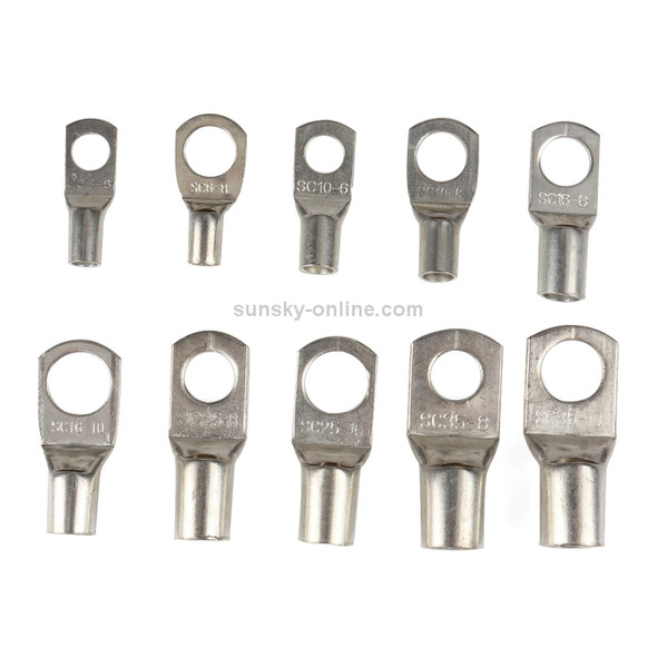 100 PCS Boat / Car Bolt Hole Tinned Copper Terminals Set Wire Terminals Connector Cable Lugs SC Terminals