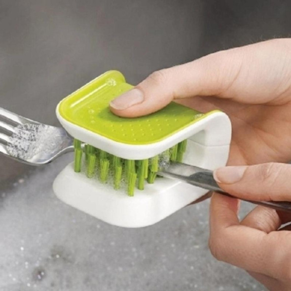 Portable Fork Spoon U Shaped Soft Double Sided Decontamination Brush Kitchen Helper