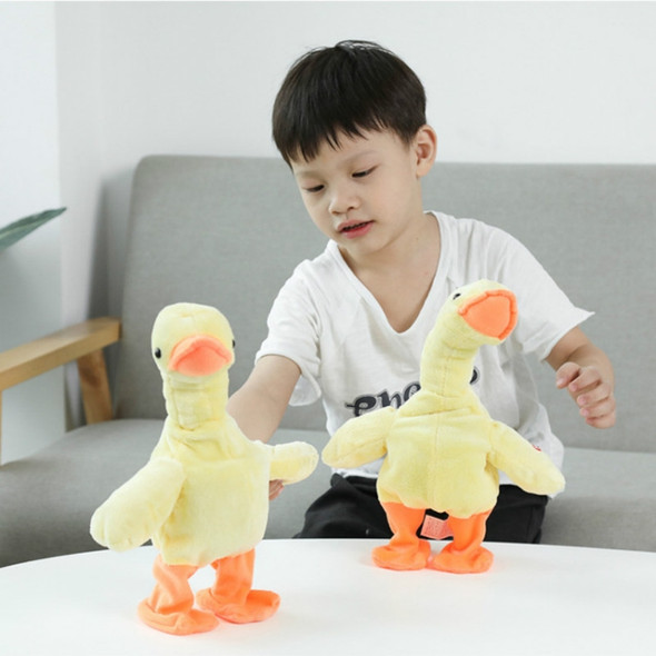 Electric Little Yellow Duck Plush Toy Walk and Sing and Raise Neck Screaming Funny Pet Toy, Style:24 Songs(Yellow)