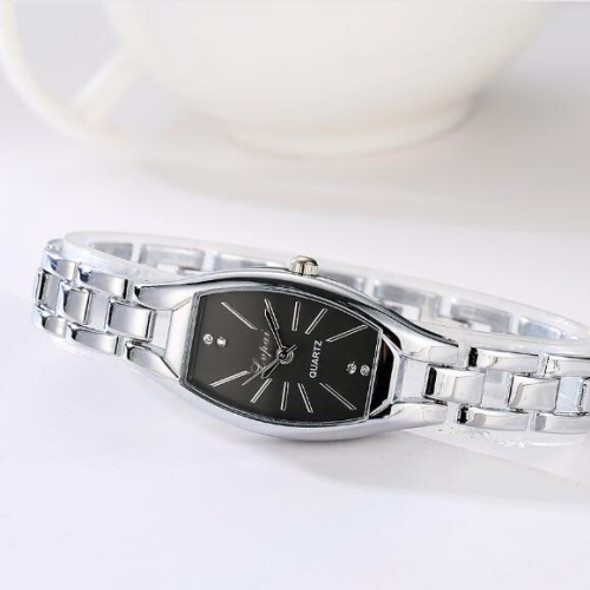 Lvpai P177 Women Irregular Shape Dial Alloy Hollow Strap Bracelet Quartz Watch(Silver Black)