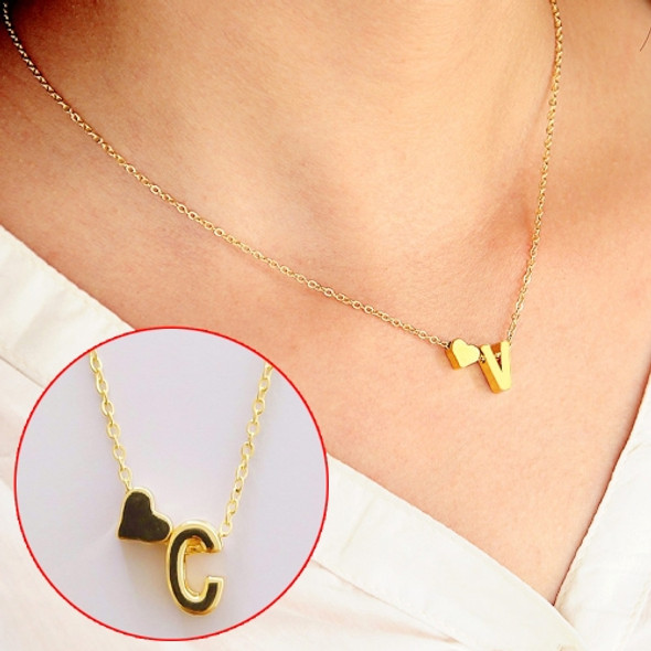 Fashion Tiny Dainty Heart Initial Necklace Personalized Letter C Name Necklace(Gold)