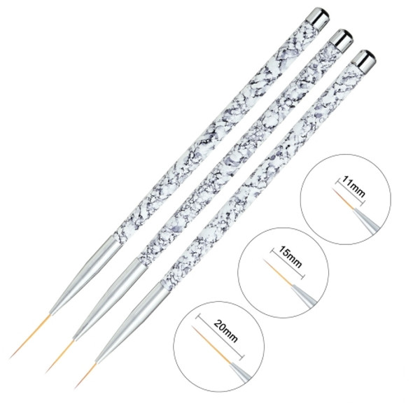 3 PCS Nail Art Liner Painting Pen 3D Tips Acrylic UV Gel Brush Flower Drawing Kit Manicure Tool