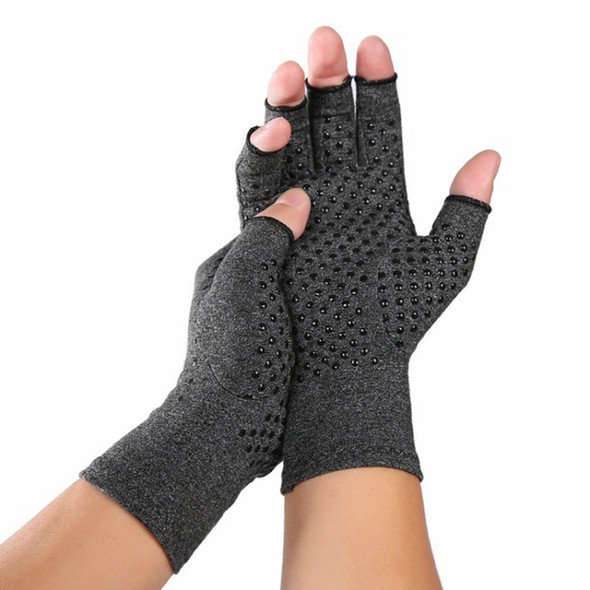 Hemp Gray Dispensing A Pair Sports Breathable Health Care Half Finger Gloves Rehabilitation Training Arthritis Pressure Gloves, Size:L