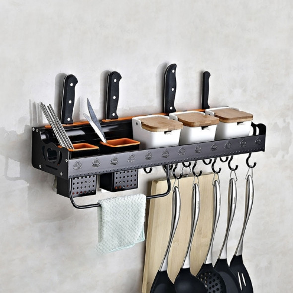 60cm 2 Cups Kitchen Multi-function Wall-mounted Storage Rack Holder (Black)