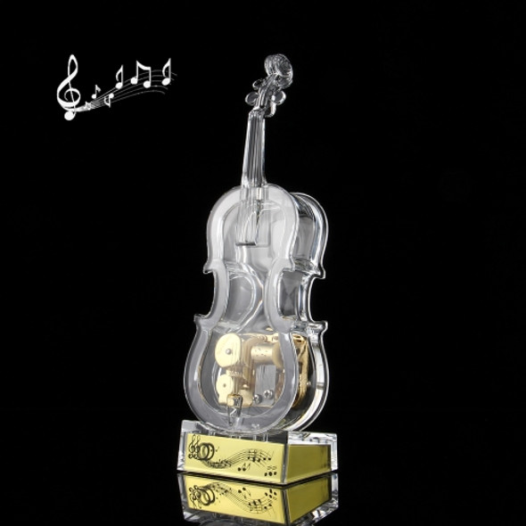 NO:8086 Transparent Crystal Violin Shape Music Box(Middle Size)(Transparent)
