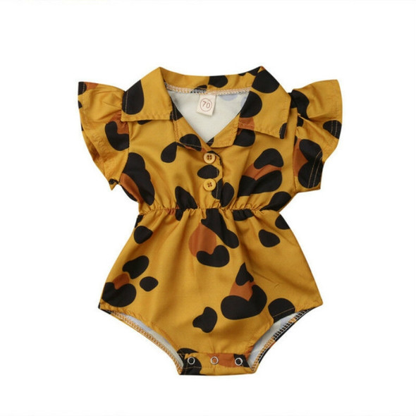 Summer Female Babies Stand-up Collar Short-sleeved Jumpsuit Romper, Kid Size: 80CM(Yellow)