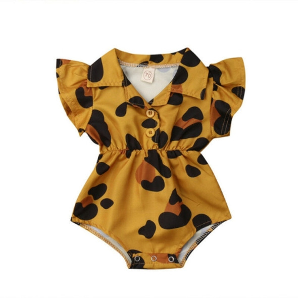 Summer Female Babies Stand-up Collar Short-sleeved Jumpsuit Romper, Kid Size: 80CM(Yellow)