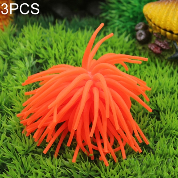 3 PCS Aquarium Articles Decoration TPR Simulation Sea Urchin Ball Coral, Size: S, Diameter: 7cm(Orange)