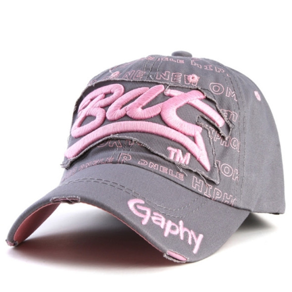 Embroidery Letter Pattern Adjustable Curved Eaves Baseball Cap, Head Circumference: 54-62cm(gray pink)