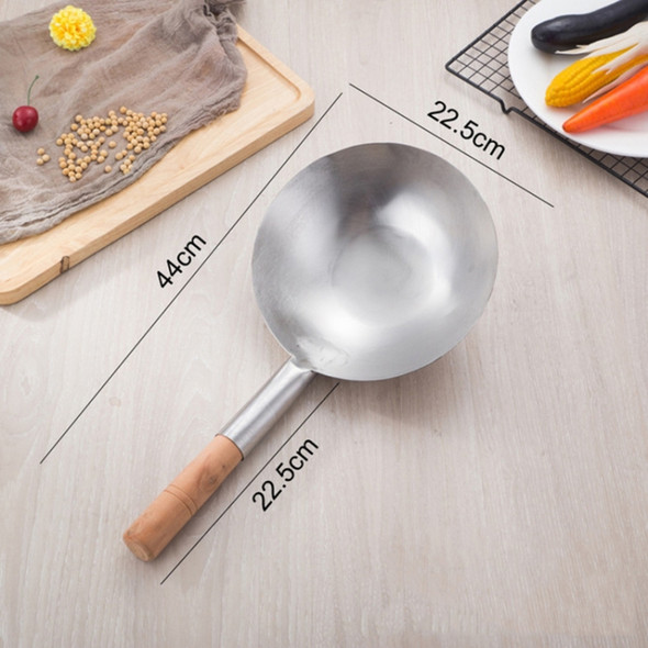 Stainless Steel Kitchen Spoon Water Spoon Large Scoop, Size:22cm(Wooden Handle)