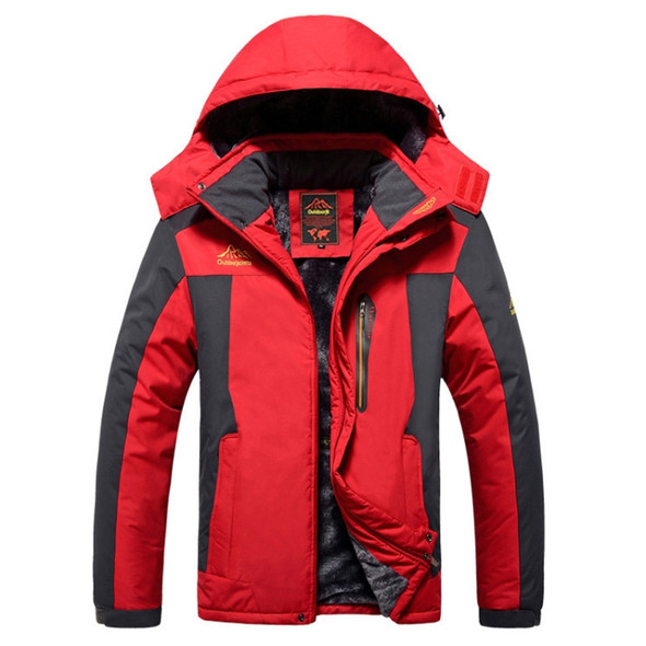 Winter Fleece Military Jackets Men Windproof Waterproof Outwear Parka Windbreaker Warm Coat, Size:XXXXXXXXL(Red)