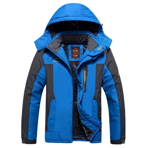 Winter Fleece Military Jackets Men Windproof Waterproof Outwear Parka Windbreaker Warm Coat, Size:XXXL(Blue)