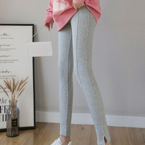 Cotton Outer Wear Feet Plus Velvet Leggings Pregnant Women (Color:Light Grey Size:M)