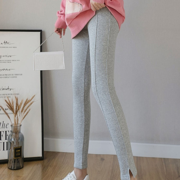 Cotton Outer Wear Feet Plus Velvet Leggings Pregnant Women (Color:Light Grey Size:M)