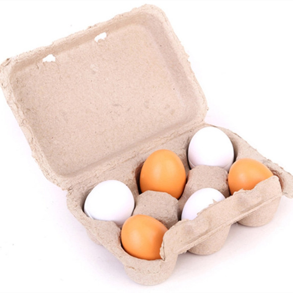 6 PCS Wooden Eggs Yolks Simulated Kitchen Food Cooking Toys Set Pretend Play For Children