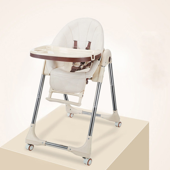 Portable Baby Seat Baby Dinner Table Multifunction Adjustable Folding Chairs for Children(Champagne with wheel)