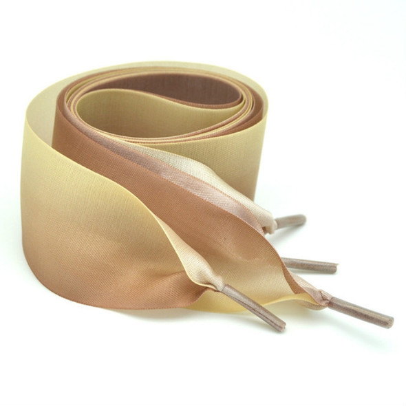 Gradient Color 4cm Width Satin Silk Ribbon Shoelaces Sneaker Sport Shoes White Shoes Laces, Length:150cm(Yellow Brown)