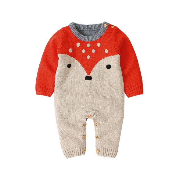 Boys And Girls Cartoon Fox Knit Romper (Color:Mika Size:100cm)
