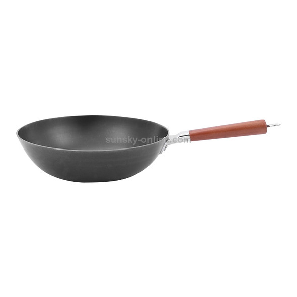 Uncoated Cast Iron Wok Pan for Induction Cooker Gas Range, Style:30cm Single Pot