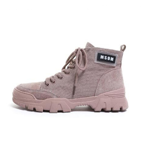 Women Cloth Breathable With Versatile Booties High-Top Martin Boots, Shoe Size:36(Pink)