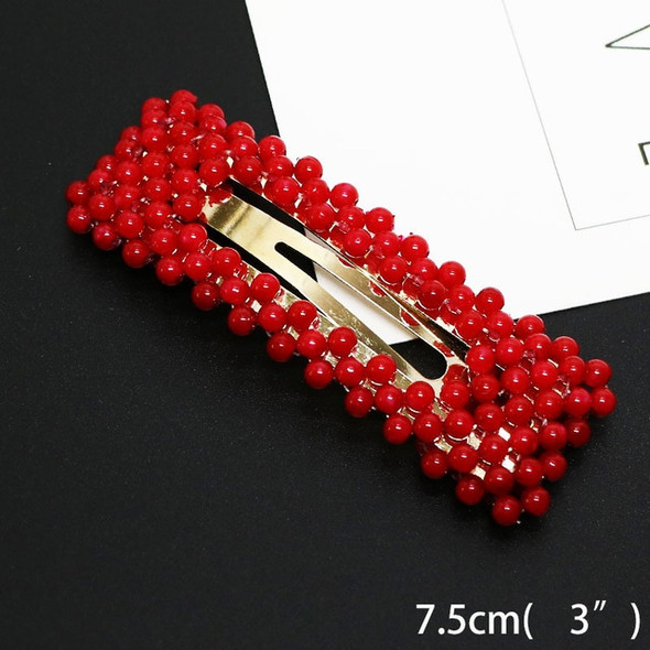 Red Pearl Clips Trendy Cute Girl Side Clip Hair Clips Head Bands(12 Square frame )