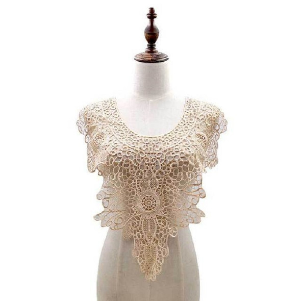 Beige Lace Embroidery Hollow Fake Collar DIY Clothing Accessories, Size: About 55 x 47cm