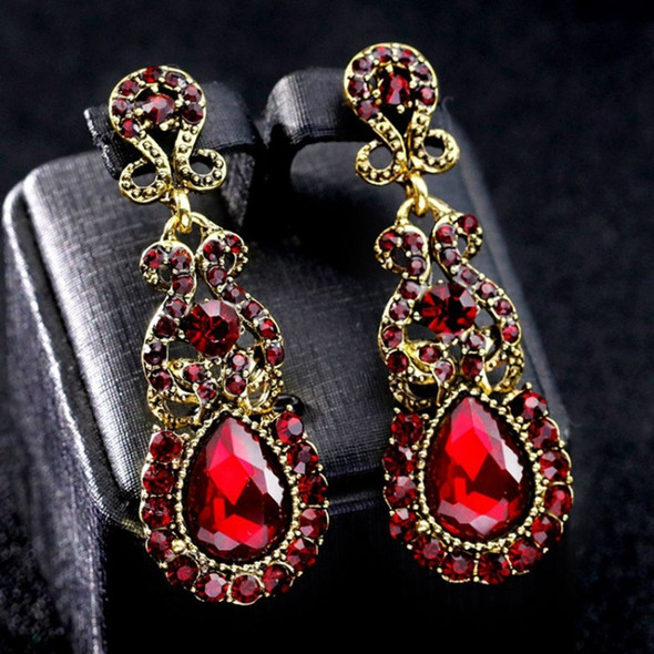 Classic Drop Earrings Exaggerated Atmospheric Alloy Stud Earrings, Metal Color:Red