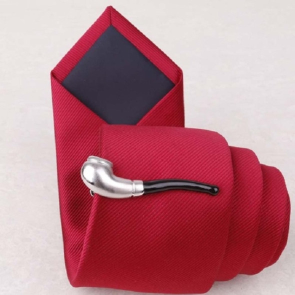 Copper Tie Clip Clothing Accessories, Style:Silver Black Handle Pipe
