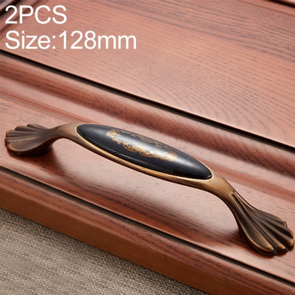 2 PCS 5026_128 Coffee Black Classic Gold Zinc Alloy Ceramic Cyan Cabinet Drawer Handle