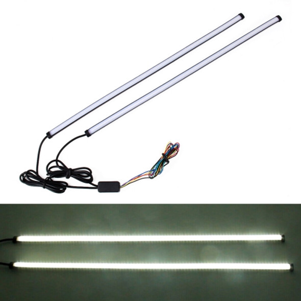45cm 12W 3014-SMD LED 720LM Car Bulb Turn Signal Auto Reverse Lamp Daytime Running Light Source (White Light+Yellow Light)