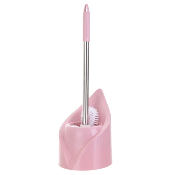 Triangle Shape Base Stainless Steel Long Handle Toilet Brush Toilet Cleaning Brush(Pink)