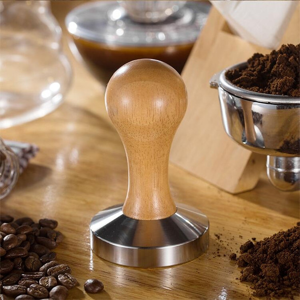 Stainless Steel Solid Wood Handle Integrated Coffee Powder, Specification:58mm, Color:Oak Handle
