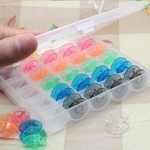 25 PCS / Set Empty Bobbins Sewing Machine Spools Colorful Plastic Case Storage Box(Color Mixed)