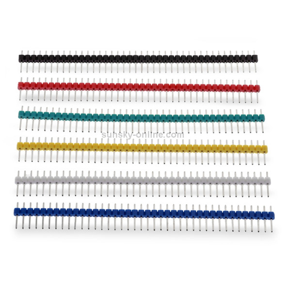 6 PCS 40-pin 2.54mm Breakaway Straight Male PCB Header - Colormix