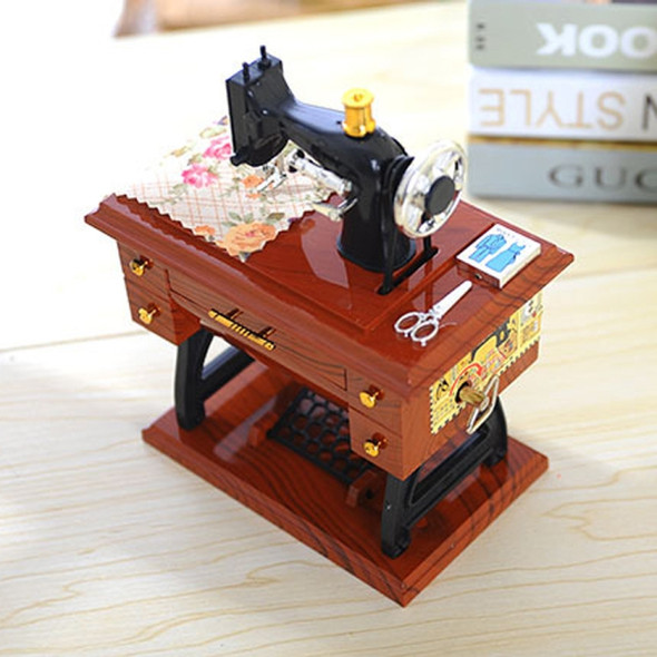 Mini Plastic Vintage Music Box Sewing Machine Style Mechanical Birthday Gift Table Decor