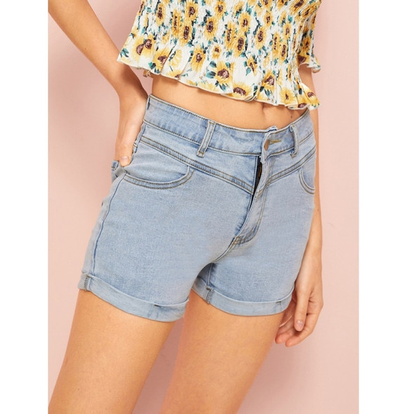 Casual Denim Shorts (Color:Baby Blue Size:S)