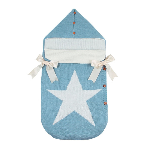 Newborns Five Star Knitted Sleeping Bags Winter, Color: Light Blue