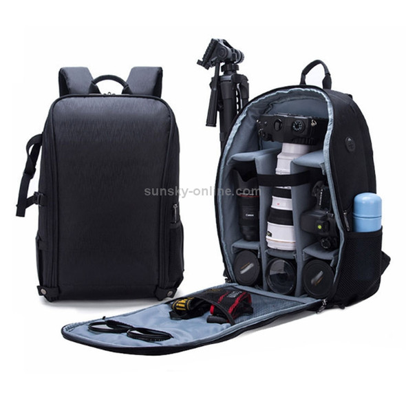 SLR Camera Bag Anti-theft Waterproof Large Capacity Shoulder Outdoor Photography Bag Fashion Camera Backpack(Black)