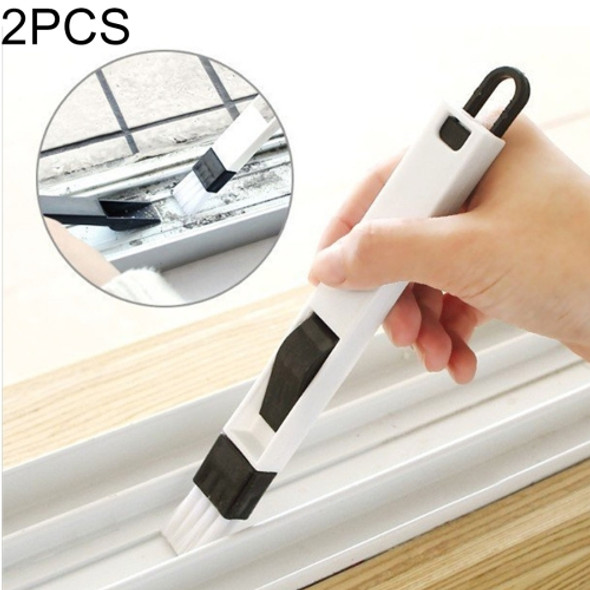 2 PCS Multipurpose 2-in-1 Detachable Window Door Track Groove Corner Keyboard Slot Cleaning Brush with Dustpan, Random Color Delivery